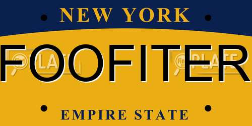 FOOFITER New York License Plate