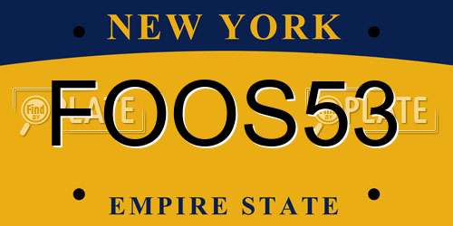 FOOS53 New York License Plate