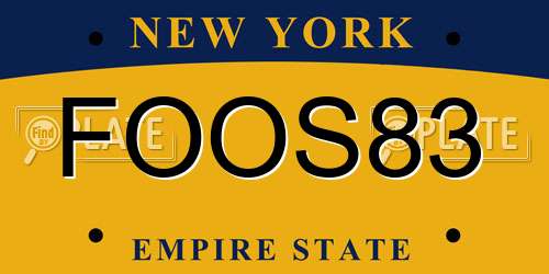 FOOS83 New York License Plate