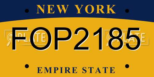 FOP2185 New York License Plate