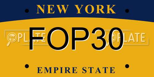 FOP30 New York License Plate