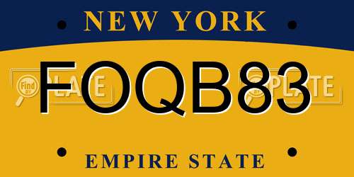 FOQB83 New York License Plate