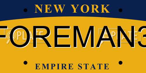 FOREMAN3 New York License Plate