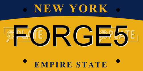 FORGE5 New York License Plate
