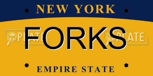 FORKS New York License Plate