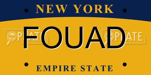 FOUAD New York License Plate