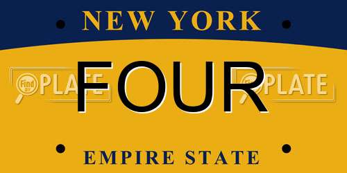 FOUR New York License Plate