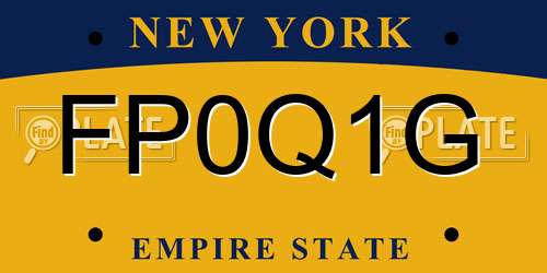 FP0Q1G New York License Plate