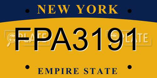 FPA3191 New York License Plate