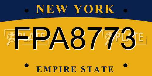 FPA8773 New York License Plate