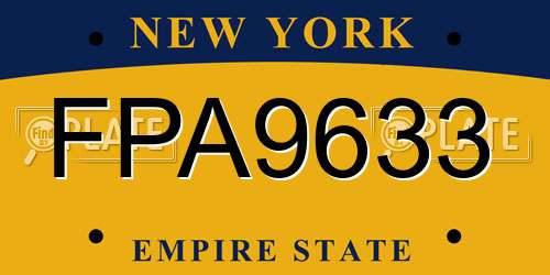 FPA9633 New York License Plate