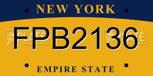 FPB2136 New York License Plate