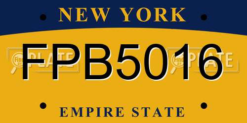 FPB5016 New York License Plate