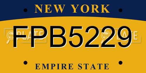 FPB5229 New York License Plate