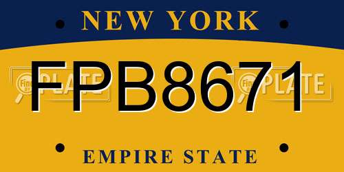 FPB8671 New York License Plate