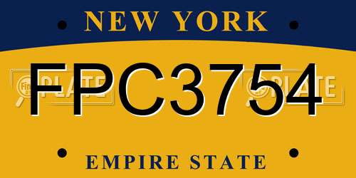 FPC3754 New York License Plate