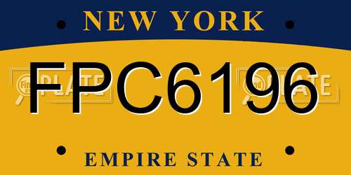 FPC6196 New York License Plate