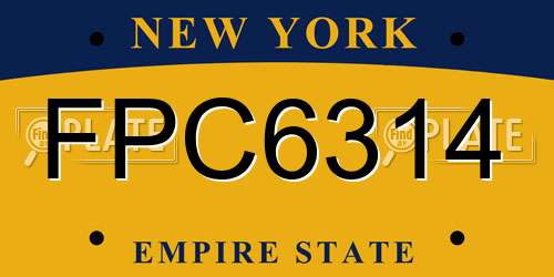 FPC6314 New York License Plate