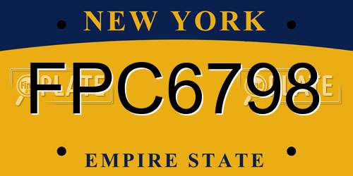 FPC6798 New York License Plate
