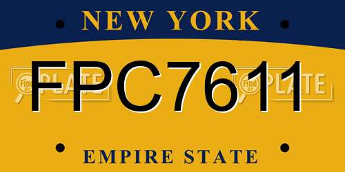 FPC7611 New York License Plate