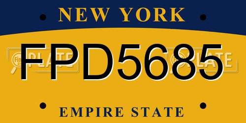FPD5685 New York License Plate