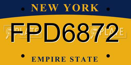 FPD6872 New York License Plate