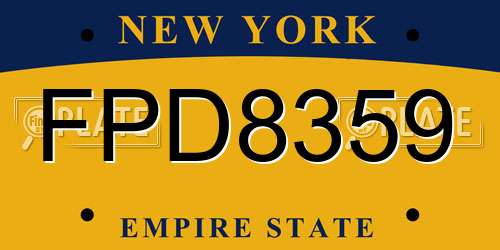 FPD8359 New York License Plate
