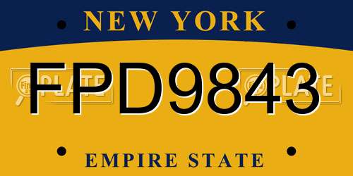 FPD9843 New York License Plate