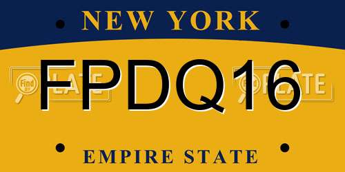 FPDQ16 New York License Plate