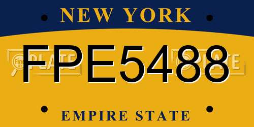FPE5488 New York License Plate