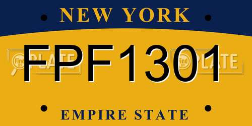 FPF1301 New York License Plate