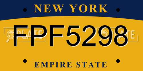FPF5298 New York License Plate