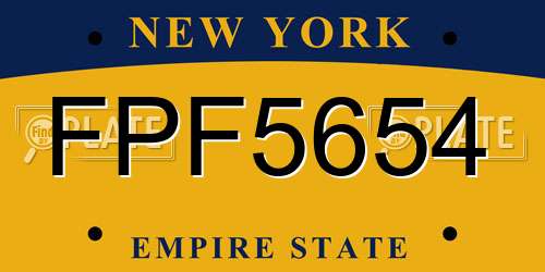 FPF5654 New York License Plate