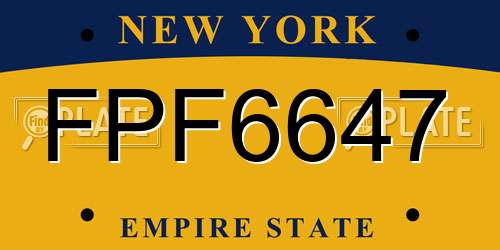 FPF6647 New York License Plate