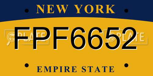 FPF6652 New York License Plate