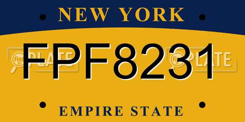 FPF8231 New York License Plate