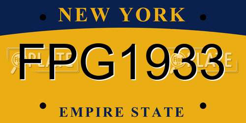 FPG1933 New York License Plate