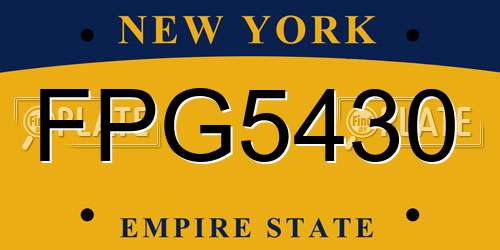 FPG5430 New York License Plate