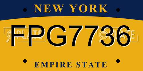 FPG7736 New York License Plate
