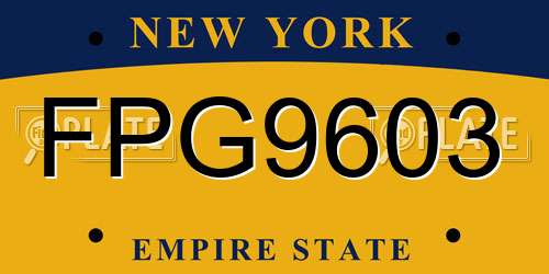FPG9603 New York License Plate