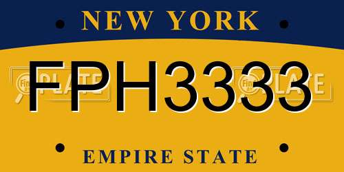 FPH3333 New York License Plate