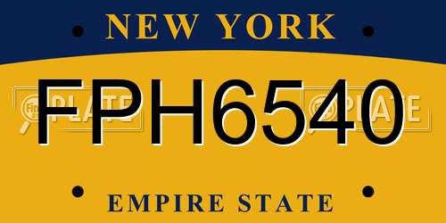 FPH6540 New York License Plate