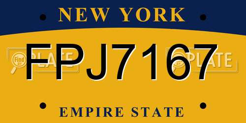 FPJ7167 New York License Plate