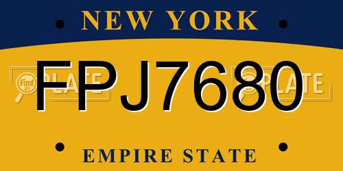 FPJ7680 New York License Plate