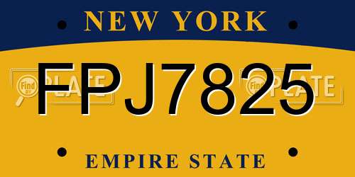 FPJ7825 New York License Plate