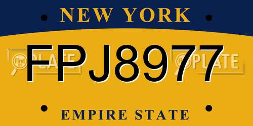 FPJ8977 New York License Plate