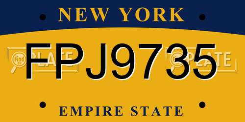 FPJ9735 New York License Plate