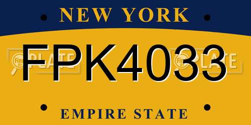 FPK4033 New York License Plate