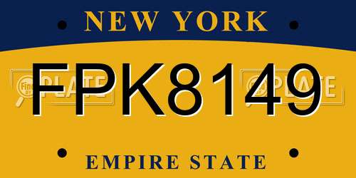 FPK8149 New York License Plate