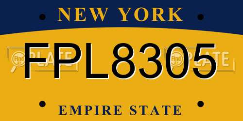 FPL8305 New York License Plate